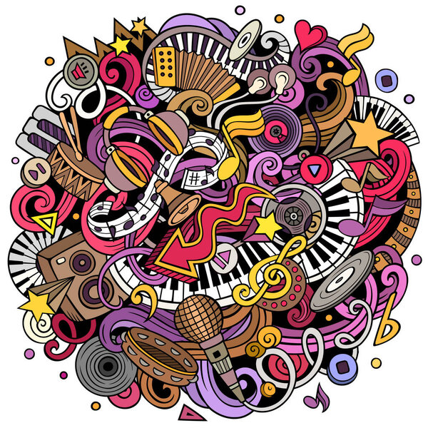 Music Hand Drawn Raster Doodles Illustration Musical Design Sound Elements — Stock Photo, Image