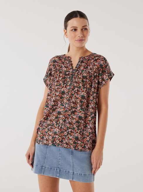 Heather Button Front Top